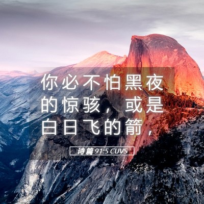 Picture 05 - 诗 篇 91:5 CUVS - 你 必 不 怕 黑 夜 的 惊 骇 ， 或 是 - Bible Verse Picture
