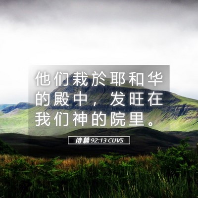 Picture 05 - 诗 篇 92:13 CUVS - 他 们 栽 於 耶 和 华 的 殿 中 ， 发 - Bible Verse Picture