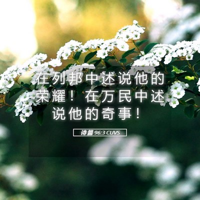 Picture 05 - 诗 篇 96:3 CUVS - 在 列 邦 中 述 说 他 的 荣 耀 ！ 在 - Bible Verse Picture