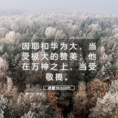 Picture 05 - 诗 篇 96:4 CUVS - 因 耶 和 华 为 大 ， 当 受 极 大 的 - Bible Verse Picture