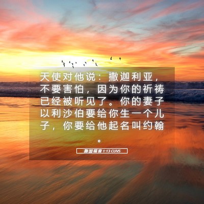 Picture 05 - 路 加 福 音 1:13 CUVS - 天 使 对 他 说 ： 撒 迦 利 亚 ， 不 - Bible Verse Picture