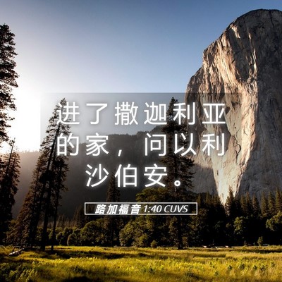 Picture 05 - 路 加 福 音 1:40 CUVS - 进 了 撒 迦 利 亚 的 家 ， 问 以 利 - Bible Verse Picture