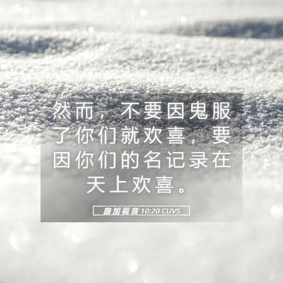 Picture 05 - 路 加 福 音 10:20 CUVS - 然 而 ， 不 要 因 鬼 服 了 你 们 就 - Bible Verse Picture