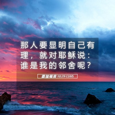 Picture 05 - 路 加 福 音 10:29 CUVS - 那 人 要 显 明 自 己 有 理 ， 就 对 - Bible Verse Picture