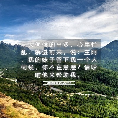 Picture 05 - 路 加 福 音 10:40 CUVS - 马 大 伺 候 的 事 多 ， 心 里 忙 乱 - Bible Verse Picture