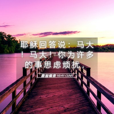 Picture 05 - 路 加 福 音 10:41 CUVS - 耶 稣 回 答 说 ： 马 大 ！ 马 大 ！ - Bible Verse Picture
