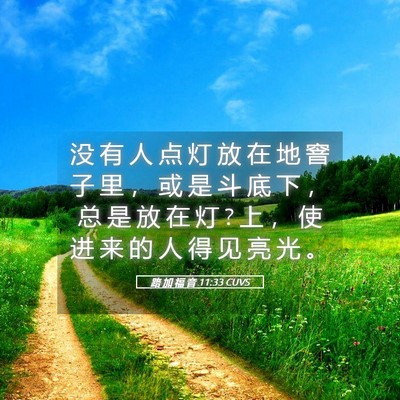 Picture 05 - 路 加 福 音 11:33 CUVS - 没 有 人 点 灯 放 在 地 窨 子 里 ， - Bible Verse Picture