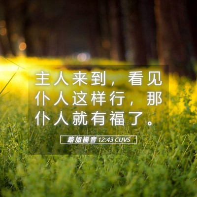 Picture 05 - 路 加 福 音 12:43 CUVS - 主 人 来 到 ， 看 见 仆 人 这 样 行 - Bible Verse Picture