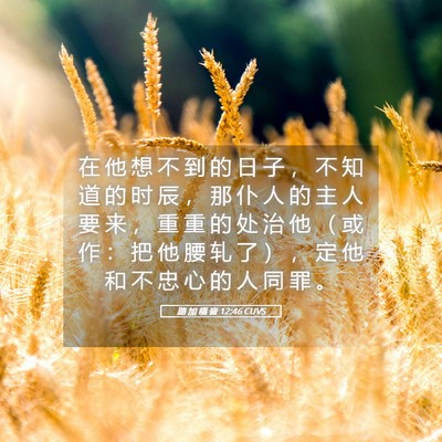 Picture 05 - 路 加 福 音 12:46 CUVS - 在 他 想 不 到 的 日 子 ， 不 知 道 - Bible Verse Picture