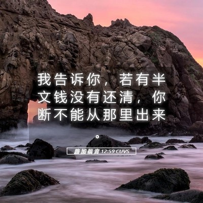 Picture 05 - 路 加 福 音 12:59 CUVS - 我 告 诉 你 ， 若 有 半 文 钱 没 有 - Bible Verse Picture