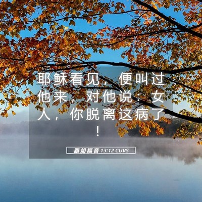 Picture 05 - 路 加 福 音 13:12 CUVS - 耶 稣 看 见 ， 便 叫 过 他 来 ， 对 - Bible Verse Picture