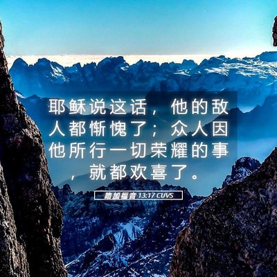 Picture 05 - 路 加 福 音 13:17 CUVS - 耶 稣 说 这 话 ， 他 的 敌 人 都 惭 - Bible Verse Picture