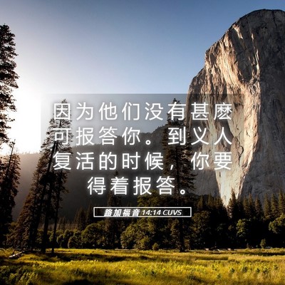 Picture 05 - 路 加 福 音 14:14 CUVS - 因 为 他 们 没 有 甚 麽 可 报 答 你 - Bible Verse Picture
