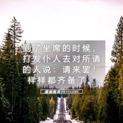 Picture 05 - 路 加 福 音 14:17 CUVS - 到 了 坐 席 的 时 候 ， 打 发 仆 人 - Bible Verse Picture
