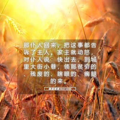 Picture 05 - 路 加 福 音 14:21 CUVS - 那 仆 人 回 来 ， 把 这 事 都 告 诉 - Bible Verse Picture