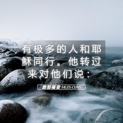 Picture 05 - 路 加 福 音 14:25 CUVS - 有 极 多 的 人 和 耶 稣 同 行 。 他 - Bible Verse Picture