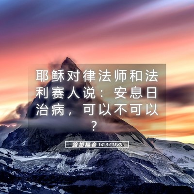 Picture 05 - 路 加 福 音 14:3 CUVS - 耶 稣 对 律 法 师 和 法 利 赛 人 说 - Bible Verse Picture