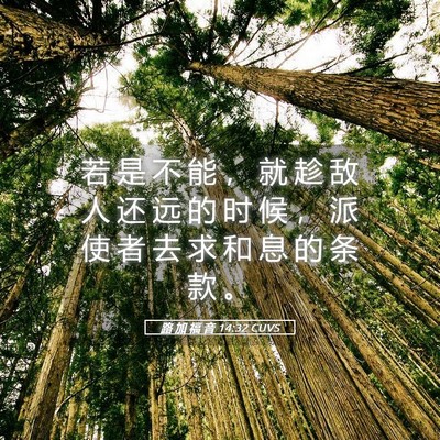 Picture 05 - 路 加 福 音 14:32 CUVS - 若 是 不 能 ， 就 趁 敌 人 还 远 的 - Bible Verse Picture