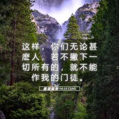 Picture 05 - 路 加 福 音 14:33 CUVS - 这 样 ， 你 们 无 论 甚 麽 人 ， 若 - Bible Verse Picture