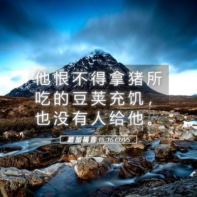 Picture 05 - 路 加 福 音 15:16 CUVS - 他 恨 不 得 拿 猪 所 吃 的 豆 荚 充 - Bible Verse Picture