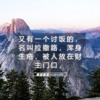 Picture 05 - 路 加 福 音 16:20 CUVS - 又 有 一 个 讨 饭 的 ， 名 叫 拉 撒 - Bible Verse Picture