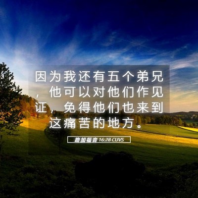 Picture 05 - 路 加 福 音 16:28 CUVS - 因 为 我 还 有 五 个 弟 兄 ， 他 可 - Bible Verse Picture
