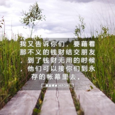 Picture 05 - 路 加 福 音 16:9 CUVS - 我 又 告 诉 你 们 ， 要 藉 着 那 不 - Bible Verse Picture