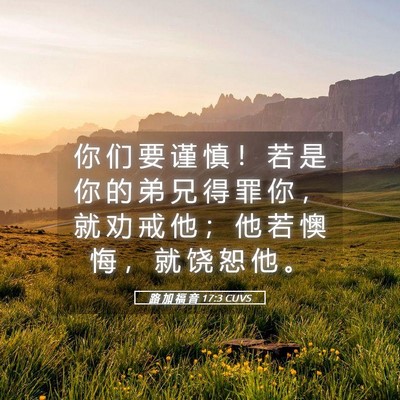 Picture 05 - 路 加 福 音 17:3 CUVS - 你 们 要 谨 慎 ！ 若 是 你 的 弟 兄 - Bible Verse Picture