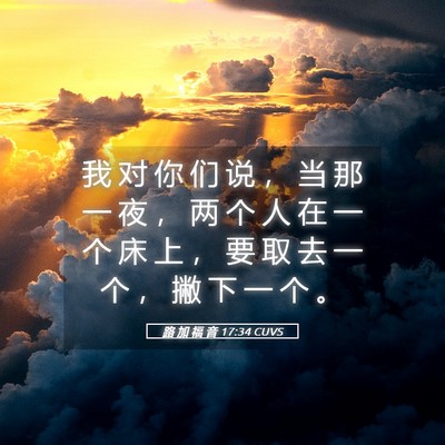Picture 05 - 路 加 福 音 17:34 CUVS - 我 对 你 们 说 ， 当 那 一 夜 ， 两 - Bible Verse Picture