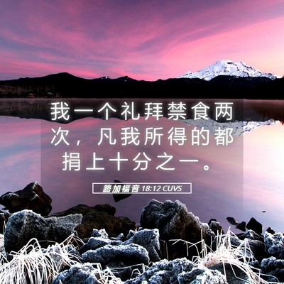 Picture 05 - 路 加 福 音 18:12 CUVS - 我 一 个 礼 拜 禁 食 两 次 ， 凡 我 - Bible Verse Picture