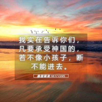 Picture 05 - 路 加 福 音 18:17 CUVS - 我 实 在 告 诉 你 们 ， 凡 要 承 受 - Bible Verse Picture