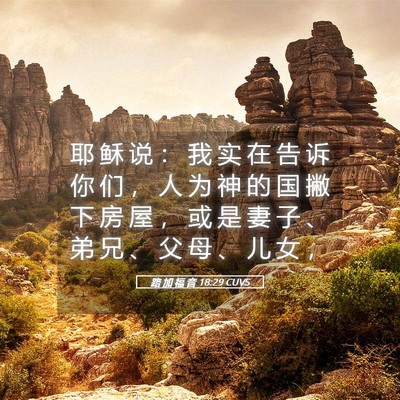 Picture 05 - 路 加 福 音 18:29 CUVS - 耶 稣 说 ： 我 实 在 告 诉 你 们 ， - Bible Verse Picture