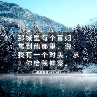 Picture 05 - 路 加 福 音 18:3 CUVS - 那 城 里 有 个 寡 妇 ， 常 到 他 那 - Bible Verse Picture