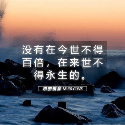 Picture 05 - 路 加 福 音 18:30 CUVS - 没 有 在 今 世 不 得 百 倍 ， 在 来 - Bible Verse Picture