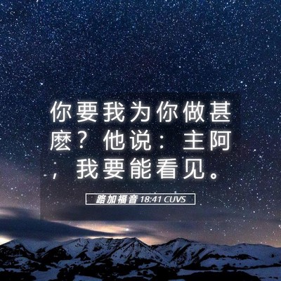 Picture 05 - 路 加 福 音 18:41 CUVS - 你 要 我 为 你 做 甚 麽 ？ 他 说 ： - Bible Verse Picture