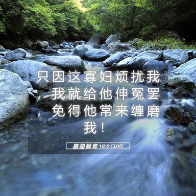 Picture 05 - 路 加 福 音 18:5 CUVS - 只 因 这 寡 妇 烦 扰 我 ， 我 就 给 - Bible Verse Picture