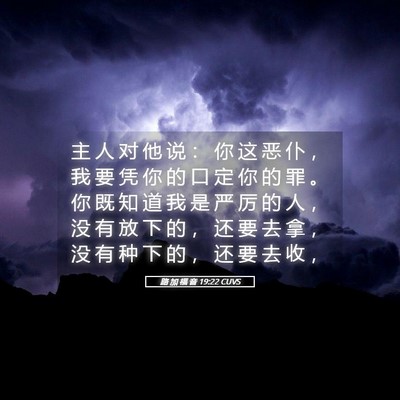 Picture 05 - 路 加 福 音 19:22 CUVS - 主 人 对 他 说 ： 你 这 恶 仆 ， 我 - Bible Verse Picture