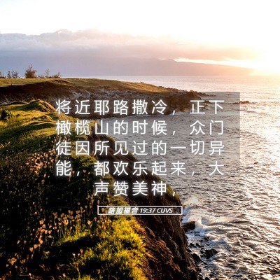 Picture 05 - 路 加 福 音 19:37 CUVS - 将 近 耶 路 撒 冷 ， 正 下 橄 榄 山 - Bible Verse Picture