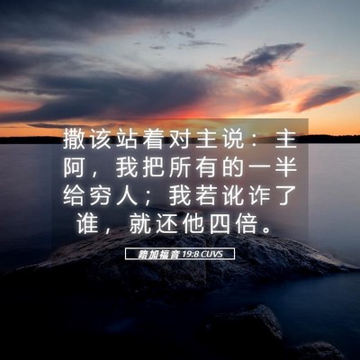 Picture 05 - 路 加 福 音 19:8 CUVS - 撒 该 站 着 对 主 说 ： 主 阿 ， 我 - Bible Verse Picture