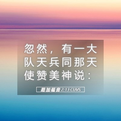 Picture 05 - 路 加 福 音 2:13 CUVS - 忽 然 ， 有 一 大 队 天 兵 同 那 天 - Bible Verse Picture