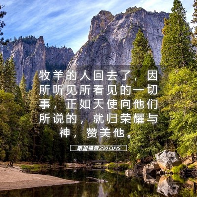 Picture 05 - 路 加 福 音 2:20 CUVS - 牧 羊 的 人 回 去 了 ， 因 所 听 见 - Bible Verse Picture