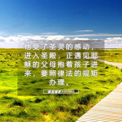 Picture 05 - 路 加 福 音 2:27 CUVS - 他 受 了 圣 灵 的 感 动 ， 进 入 圣 - Bible Verse Picture