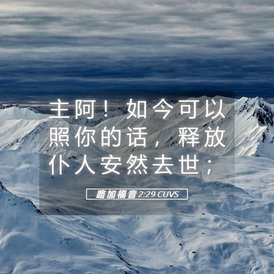 Picture 05 - 路 加 福 音 2:29 CUVS - 主 阿 ！ 如 今 可 以 照 你 的 话 ， - Bible Verse Picture