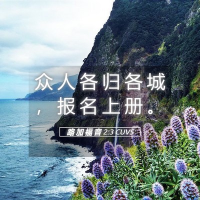 Picture 05 - 路 加 福 音 2:3 CUVS - 众 人 各 归 各 城 ， 报 名 上 册 - Bible Verse Picture