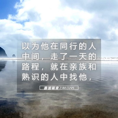 Picture 05 - 路 加 福 音 2:44 CUVS - 以 为 他 在 同 行 的 人 中 间 ， 走 - Bible Verse Picture