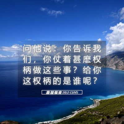 Picture 05 - 路 加 福 音 20:2 CUVS - 问 他 说 ： 你 告 诉 我 们 ， 你 仗 - Bible Verse Picture