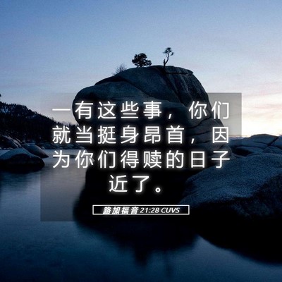 Picture 05 - 路 加 福 音 21:28 CUVS - 一 有 这 些 事 ， 你 们 就 当 挺 身 - Bible Verse Picture
