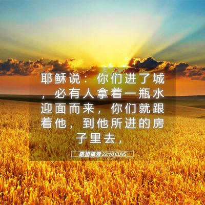 Picture 05 - 路 加 福 音 22:10 CUVS - 耶 稣 说 ： 你 们 进 了 城 ， 必 有 - Bible Verse Picture