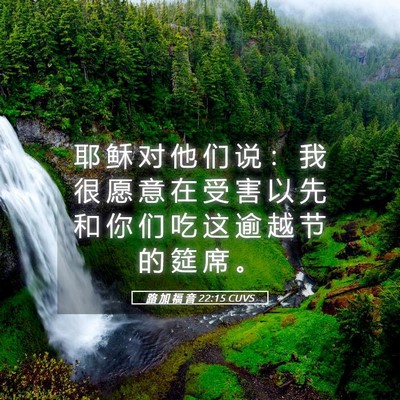 Picture 05 - 路 加 福 音 22:15 CUVS - 耶 稣 对 他 们 说 ： 我 很 愿 意 在 - Bible Verse Picture