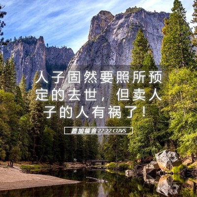 Picture 05 - 路 加 福 音 22:22 CUVS - 人 子 固 然 要 照 所 预 定 的 去 世 - Bible Verse Picture